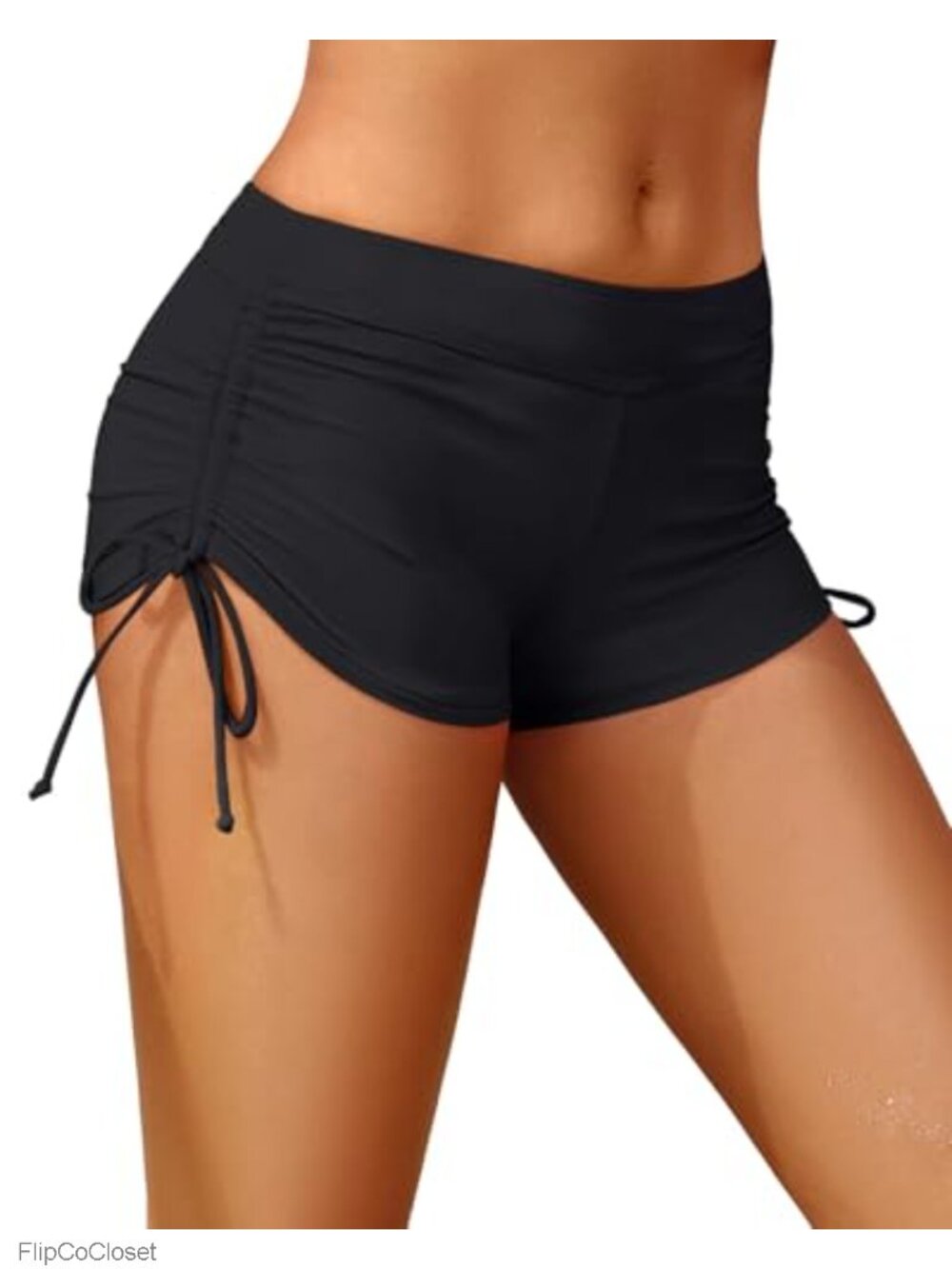 Tummy Control Swim Bottoms with Adjustable Lace-Up, Mid-Rise